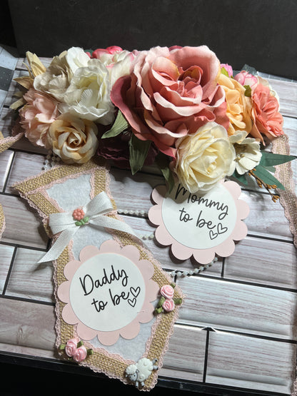 Baby Belly Sash, with Flowers and Dad Tie